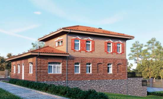 380-002-Л Проект трехэтажного дома и гаражом, современный коттедж из кирпича, Ростов