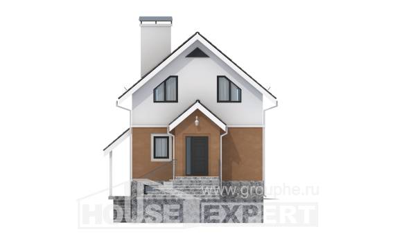 100-005-Л Проект двухэтажного дома с мансардой, уютный домик из арболита, Углич