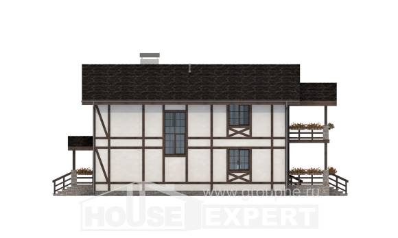 250-002-Л Проект двухэтажного дома мансардой и гаражом, простой домик из кирпича Ростов, House Expert