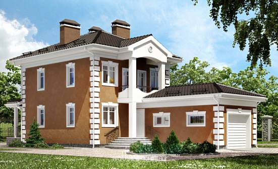 150-006-П Проект двухэтажного дома и гаражом, экономичный дом из пеноблока Ярославль | Проекты домов от House Expert