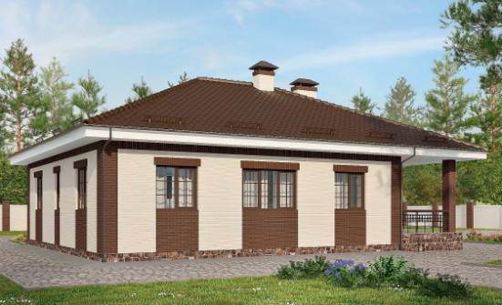160-015-П Проект одноэтажного дома, гараж, экономичный дом из твинблока, Рыбинск