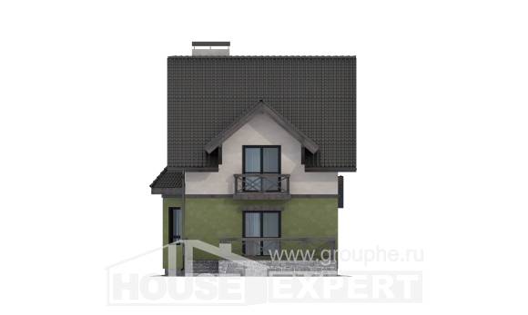 120-003-П Проект двухэтажного дома мансардный этаж, современный коттедж из арболита Тутаев, House Expert