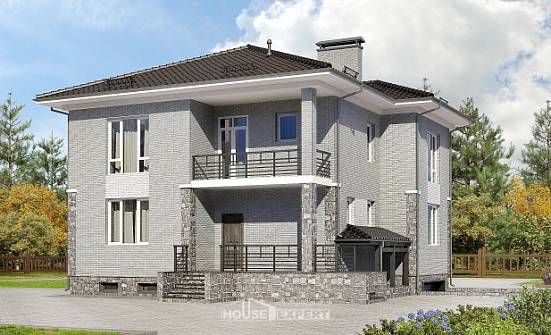 275-004-П Проект трехэтажного дома, гараж, уютный коттедж из кирпича, Ростов