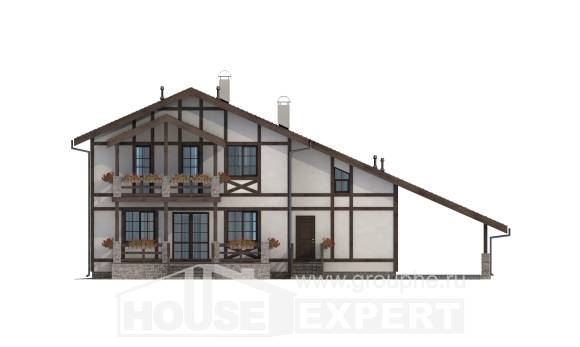 250-002-Л Проект двухэтажного дома с мансардой и гаражом, средний дом из кирпича Переславль-Залесский, House Expert