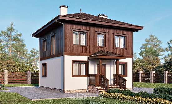 100-006-Л Проект двухэтажного дома, бюджетный загородный дом из поризованных блоков, Ярославль
