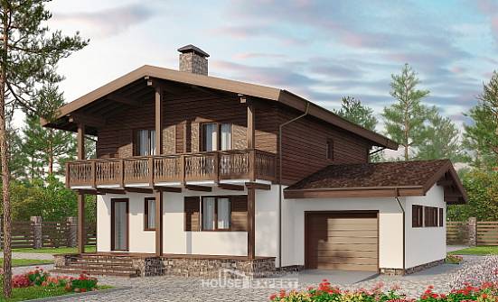180-018-Л Проект двухэтажного дома с мансардой, гараж, красивый домик из бризолита, Рыбинск