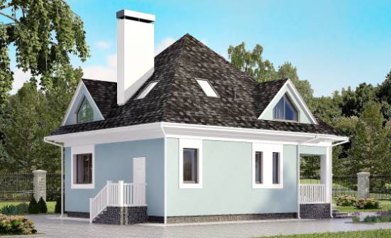 110-001-Л Проект двухэтажного дома с мансардой, небольшой коттедж из поризованных блоков, Углич