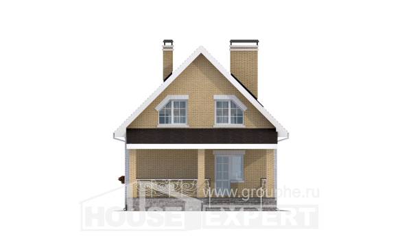130-004-П Проект двухэтажного дома мансардой, скромный коттедж из арболита Ярославль, House Expert