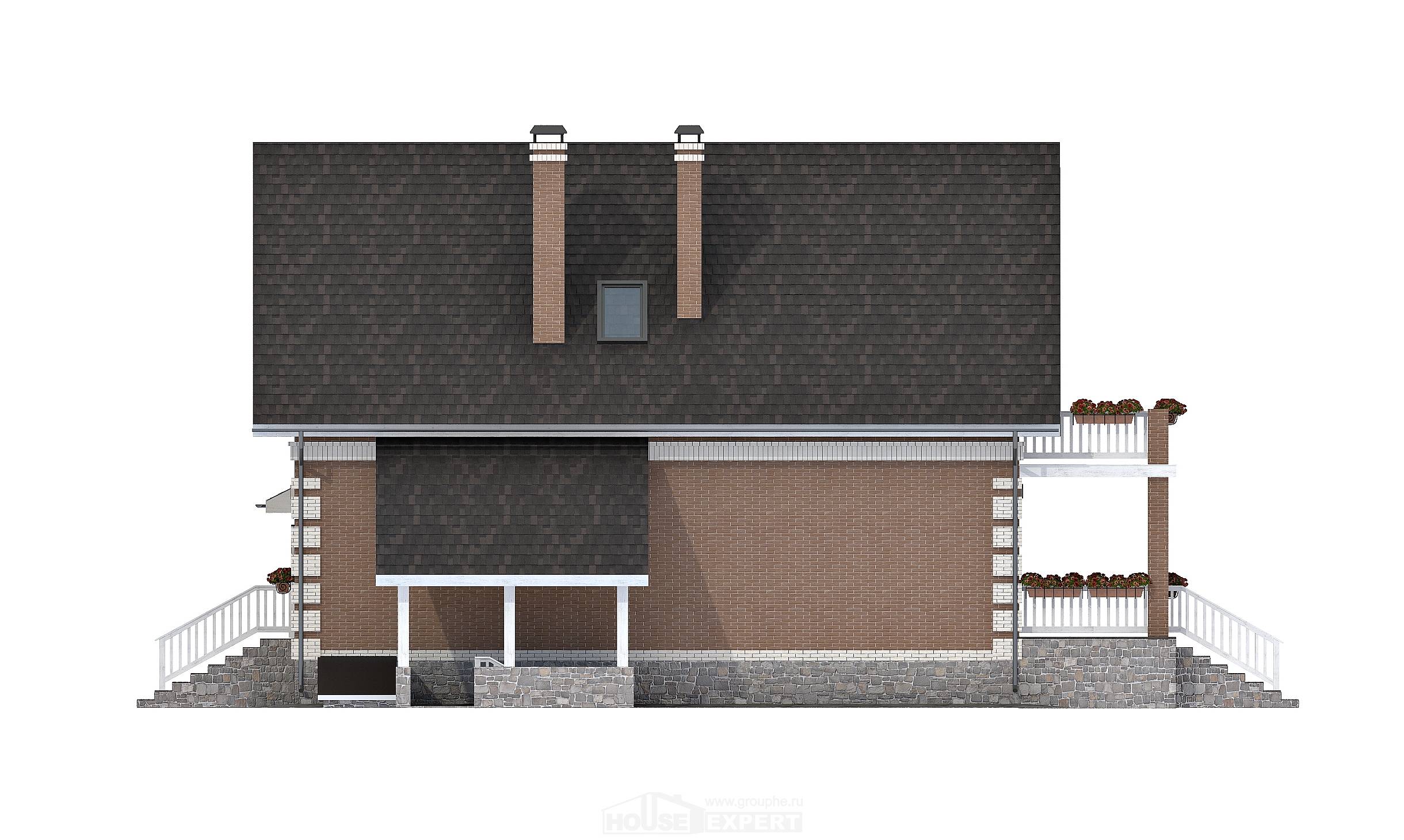 200-009-Л Проект трехэтажного дома с мансардой и гаражом, классический загородный дом из теплоблока, Ярославль