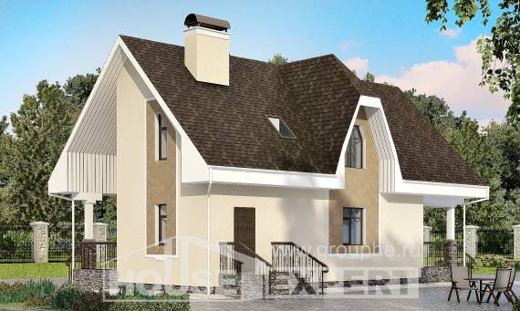 125-001-Л Проект двухэтажного дома с мансардой, экономичный коттедж из арболита Переславль-Залесский, House Expert