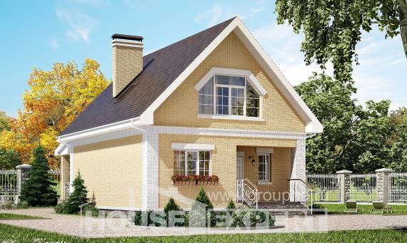 130-004-П Проект двухэтажного дома с мансардой, скромный коттедж из арболита, Углич