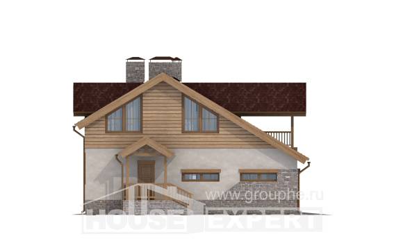 165-002-П Проект двухэтажного дома с мансардой и гаражом, простой загородный дом из теплоблока Переславль-Залесский, House Expert