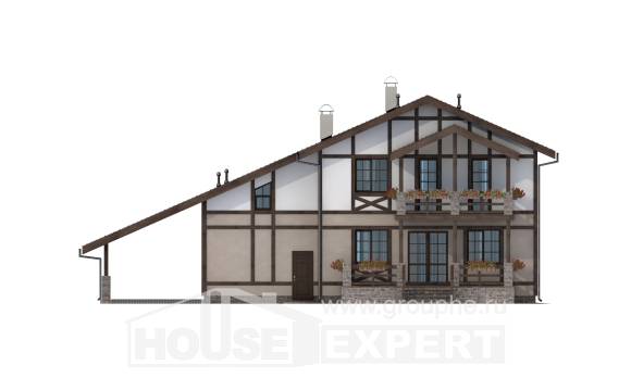 250-002-П Проект двухэтажного дома мансардой и гаражом, красивый домик из кирпича, Углич