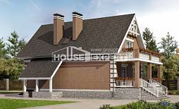 200-009-Л Проект трехэтажного дома с мансардой и гаражом, классический домик из твинблока, Рыбинск