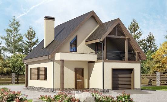 120-005-Л Проект двухэтажного дома с мансардой и гаражом, доступный коттедж из арболита, Ярославль